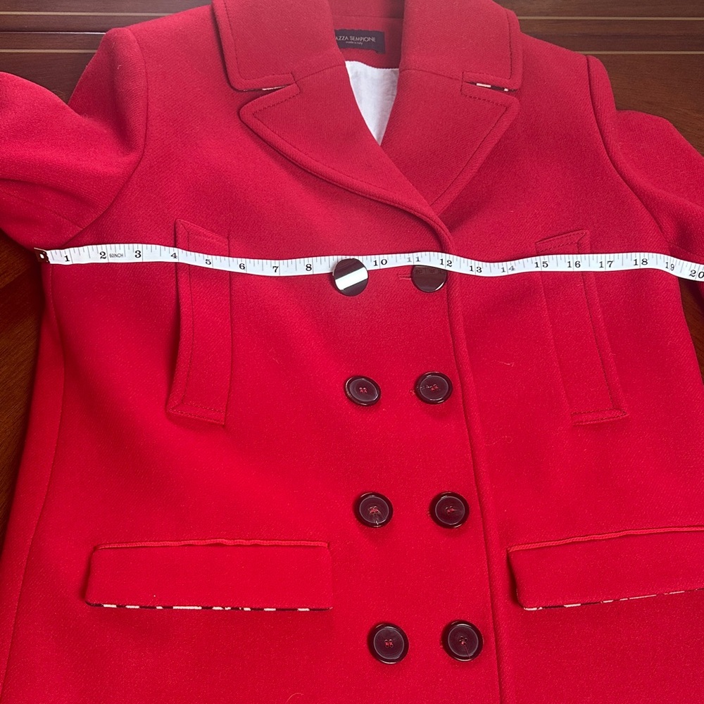 Piazza Sempione Red Wool Double-Breasted Coat – Made in Italy Size 40 - Picture 12 of 16